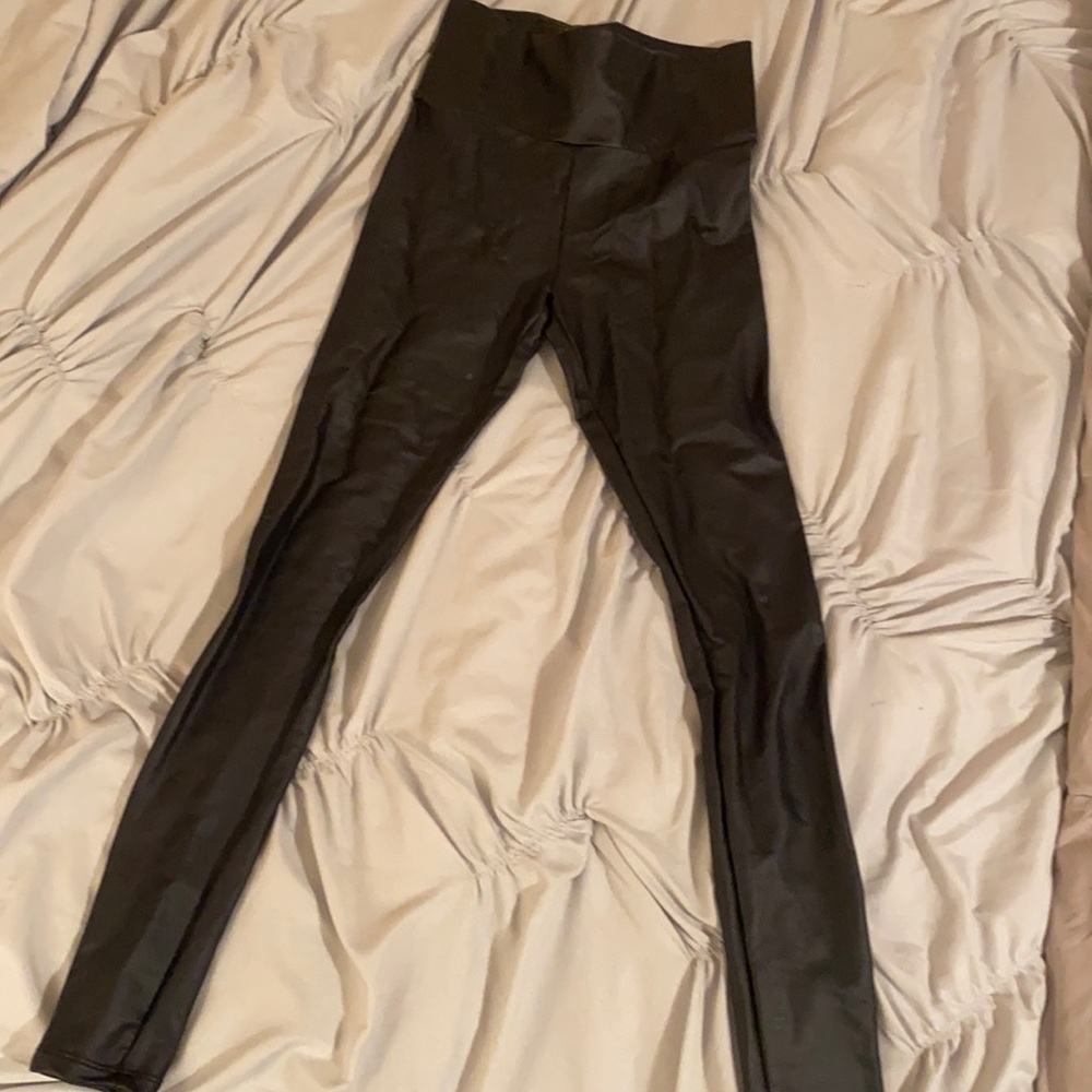 Forever 21 Black Leather Leggings Size: SMALL